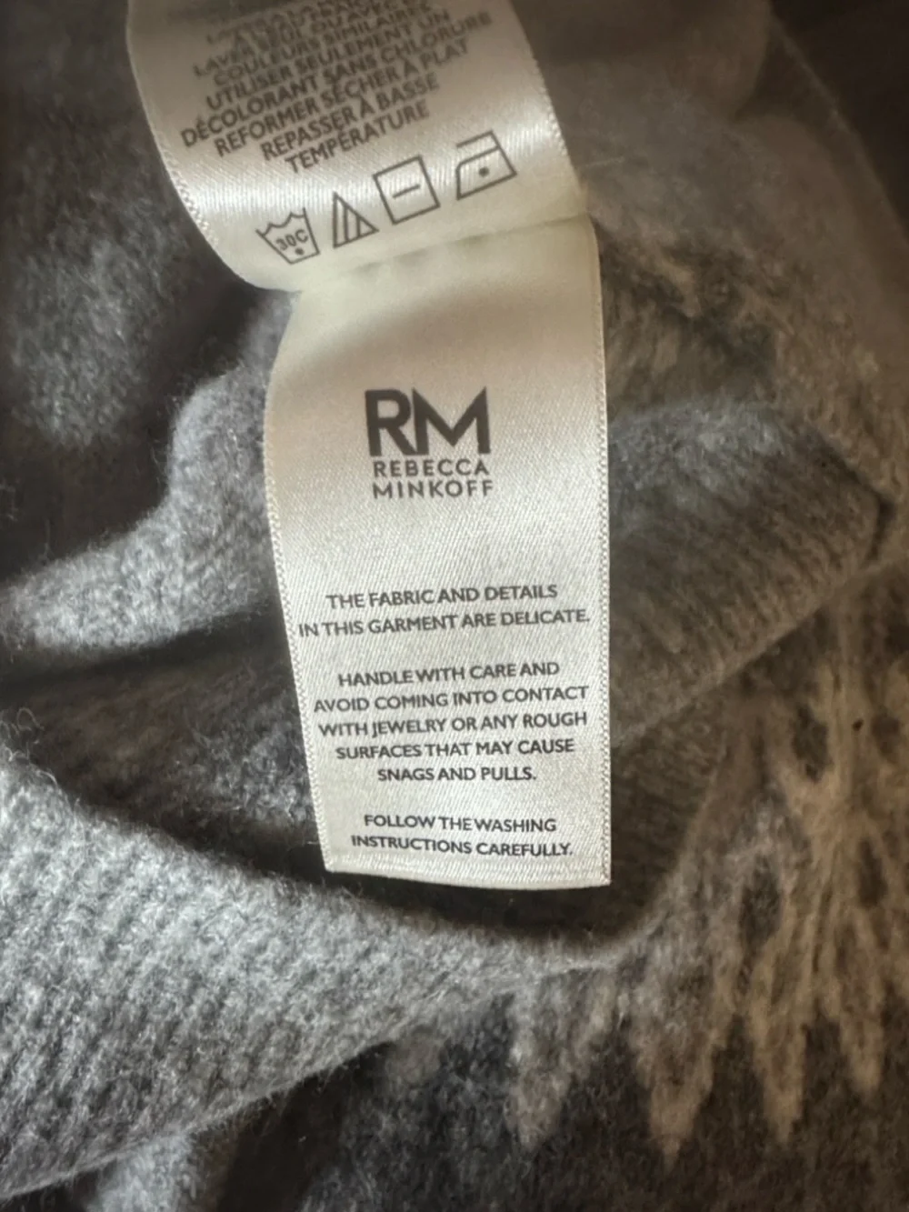 Rebecca Minkoff gray Fair Isle sweater Size Small New with tag